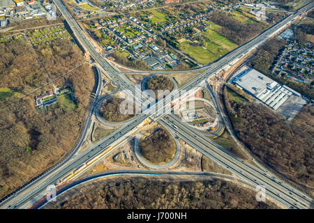 Ausbau der Autobahn A43 zwischen Recklinghausen und Herne, Recklinghausen Autobahnanschluss, Autobahn A2 und Autobahn A43, Recklinghausen, Ruhr ein Stockfoto