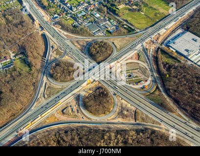 Ausbau der Autobahn A43 zwischen Recklinghausen und Herne, Recklinghausen Autobahnanschluss, Autobahn A2 und Autobahn A43, Recklinghausen, Ruhr ein Stockfoto