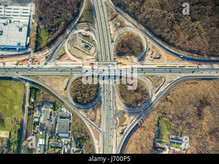 Ausbau der Autobahn A43 zwischen Recklinghausen und Herne, Recklinghausen Autobahnanschluss, Autobahn A2 und Autobahn A43, Recklinghausen, Ruhr ein Stockfoto