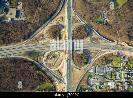 Ausbau der Autobahn A43 zwischen Recklinghausen und Herne, Recklinghausen Autobahnanschluss, Autobahn A2 und Autobahn A43, Recklinghausen, Ruhr ein Stockfoto