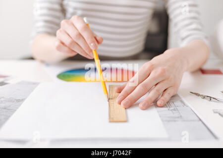 Professionelle Ingenieurin, die an dem Projekt arbeiten Stockfoto