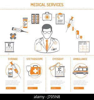 Medizin und Gesundheitswesen Infografiken Stock Vektor