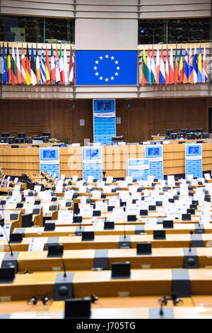 Plenarsaal des Europäischen Parlaments in Brüssel Stockfoto