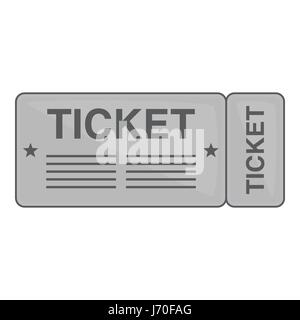 Zug Ticket-Symbol, schwarz Stil Monochrom Stock Vektor