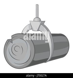 Hydraulischer Kran mit Log-Symbol, monochromen Stil Stock Vektor