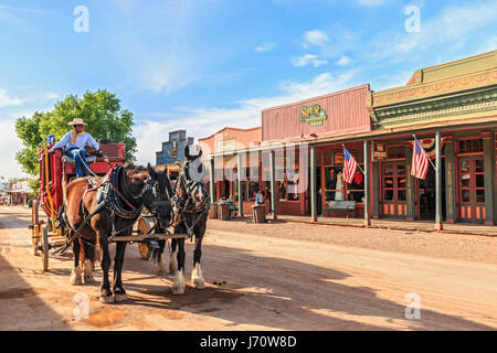 Tombstone ist eine historische Stadt in Süd-Arizona, USA, gegründet im Jahr 1879 und Szene von vielen alten "wilden Westen" Veranstaltungen einschließlich der Postkutsche ro Stockfoto