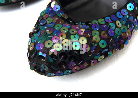 Dolcis Sequinned High Heel Schuh zeigt Zeh Stockfoto