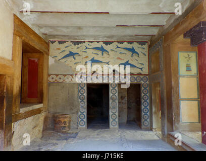 Megaron der Königin in der antiken Knossos archäologische Stätte auf der Insel Kreta in Griechenland Stockfoto