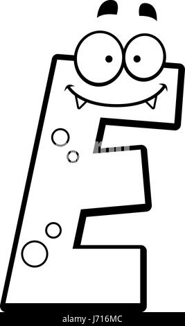 Ein Cartoon Illustration ein Buchstabe E-Monster lächelnd und glücklich. Stock Vektor