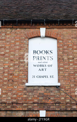 Zeichen für Chaucer Buch Headshop in Bath, Warwickshire Stockfoto