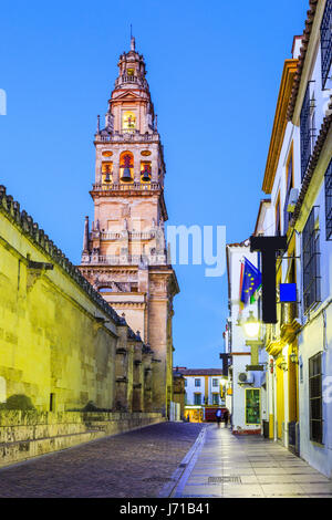 Córdoba, Spanien. Glockenturm in der Moschee-Kathedrale Mezquita. Stockfoto