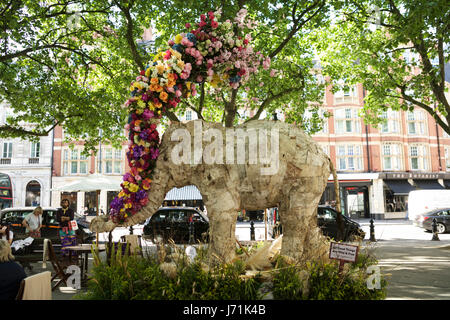 Chelsea in voller Blüte, London, UK. 22. Mai 2017. Das Chelsea in der Blüte Floral Safari ist eine Darstellung des Lebens Größe Tiere durch die Straßen von Chelsea - Kings Road und Sloan Square. Viele der Geschäfte nehmen auch Teil in Chelsea in voller Blüte mit spektakulären Shop vorderen Blume zeigt. Bildnachweis: Tony Farrugia/Alamy Live-Nachrichten Stockfoto