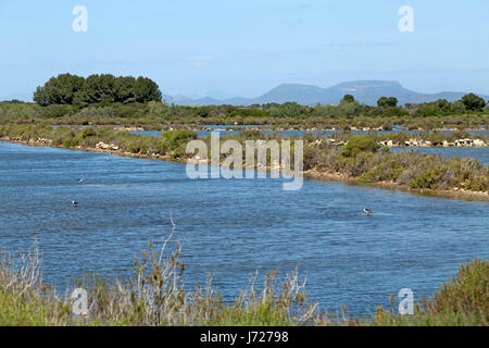 Salz Seen Ses Salines de Llevant in der Nähe von Colonia Sant Jordi, Mallorca, Spanien Stockfoto