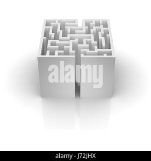 Labyrinth-Lösung komplexer kompliziertes Labyrinth isoliert Grafik Grafik Stockfoto