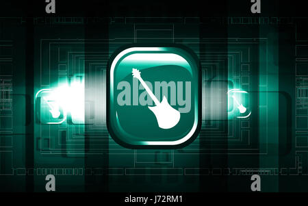 Musik-Emblem Gitarre Geige Tasten Schlüssel Piktogramm Symbol Piktogramm Handel Stockfoto