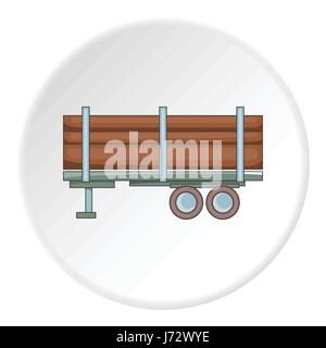 Logging Truck mit Protokollen Symbol, Cartoon-Stil Stock Vektor