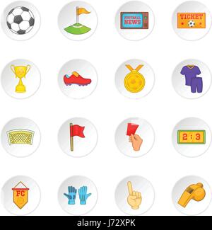 Fußball-Ikonen-Set, Cartoon-Stil Stock Vektor