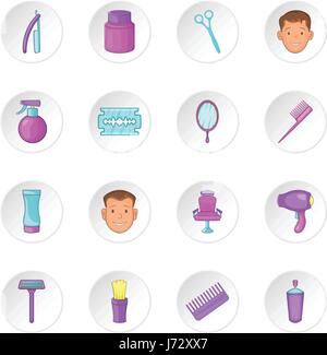 Barbershop Symbole festlegen, cartoon-Stil Stock Vektor