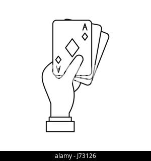 Hand mit Spielkarten Symbol, Umriss-Stil Stock Vektor