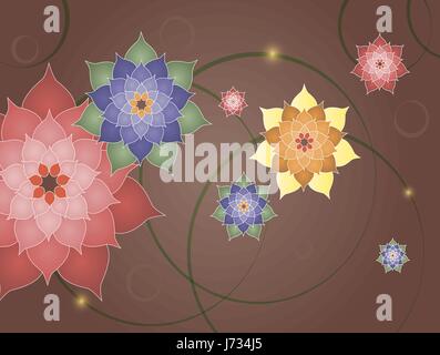 Leuchtend bunte Blumen auf zarte Schokolade Hintergrund. Vektor-illustration Stock Vektor