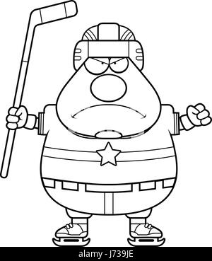Ein Cartoon Illustration ein Eishockey-Spieler suchen Sie wütend. Stock Vektor