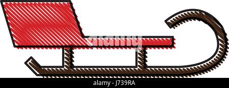 Christmas Santa sleigh - roten und goldenen Schlitten isoliert Stock Vektor