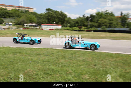 KOCAELI, Türkei - 14. Mai 2017: Caterham Cars beim türkischen Caterham Super 7 Cup konkurrieren. Stockfoto