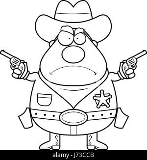 Ein Cartoon-Sheriff mit einem wütenden Ausdruck. Stock Vektor