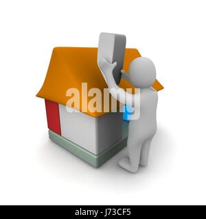 Hausbau bauen Ort Put sitzen Sit Fallrohr Kamin-Schornstein Stockfoto