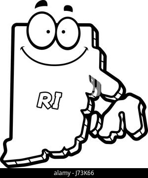 Ein Cartoon Illustration der Bundesstaat Rhode Island Lächeln auf den Lippen. Stock Vektor