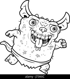 Ein Cartoon Illustration eine hässliche Gremlin ausgeführt. Stock Vektor