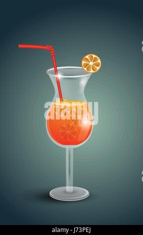 Frisch gepresster Orangensaft mit Plumeria Blüten Stock Vektor