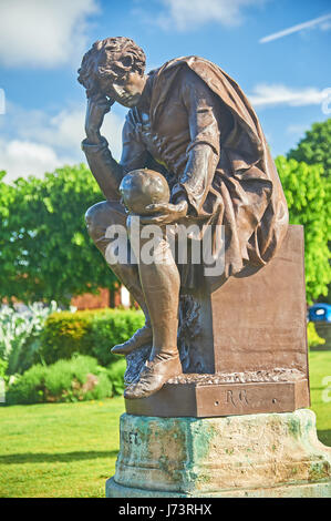 Das Gower Memorial Statue zu William Shakespeare steht in Bancroft Gärten im Herzen von Stratford-upon-Avon, Warwickshire Stockfoto