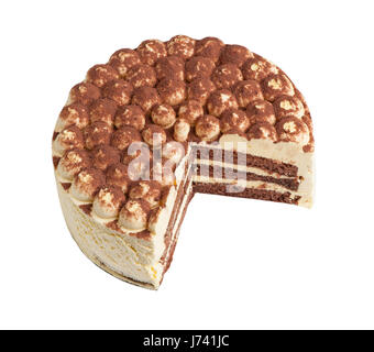Kuchen Tiramisu isoliert auf weißem Hintergrund Stockfoto