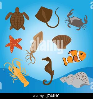Vektor-Set von Meerestieren, Vektor-illustration Stock Vektor