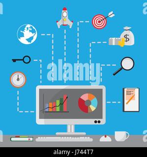 Suche Motor Optimierung Erfolg Business Vektor Illustration-Design, flache Icons Set. Stock Vektor