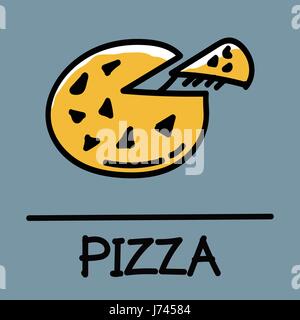 Süße Pizza handgezeichneten Stil, Zeichnung, Vektor-Illustration von Hand gezeichnet. Stock Vektor