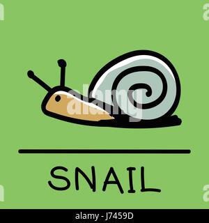Süße Schnecke handgezeichneten Stil, Zeichnung, handgezeichnete Vektor-Illustration. Stock Vektor