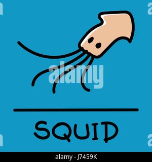 Niedliche Tintenfisch handgezeichneten Stil, Zeichnung, Vektor-Illustration von Hand gezeichnet. Stock Vektor