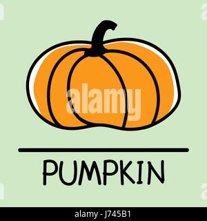 Kürbis handgezeichneten Stil, Zeichnung, wie von Hand gezeichnet, Abbildung. Stock Vektor