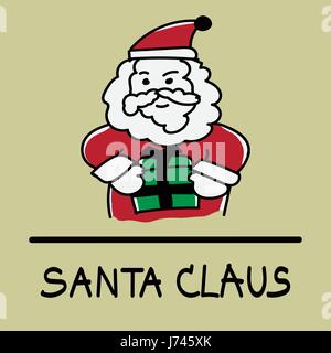 Santa Claus handgezeichneten Stil, Zeichnung, wie von Hand gezeichnet, Abbildung. Stock Vektor