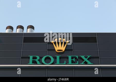 Genf, Schweiz - 14. August 2016: Rolex Niederlassungen und Hauptsitz in Genf. Rolex-Herstellung, Verteilung und service-Armbanduhren Stockfoto