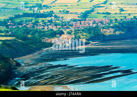 Robin Hoods Bay aus Ravenscar, North Yorkshire Coast Stockfoto