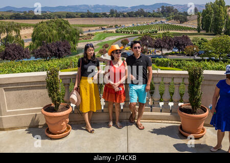 Touristen, Besucher, Chateau, Domaine Carneros, Napa, Napa Valley, Napa County, California, Vereinigte Staaten von Amerika Stockfoto