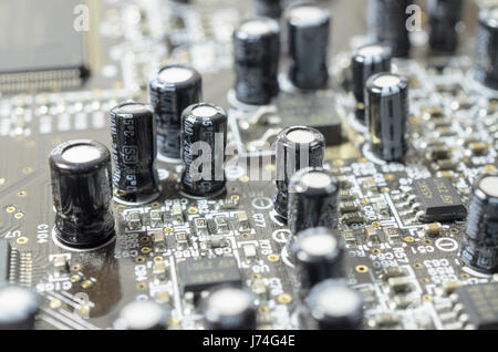 Motherboard. Zeigen Sie aus verschiedenen Winkeln an. Moderne Technologien Stockfoto