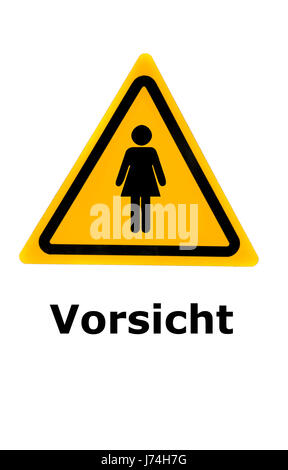 Frau Zeichen signalisieren symbolische Dame menschlicher Mensch Vorsicht Symbolik Piktogramm Stockfoto