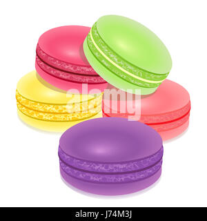 süße Zucker Gebäck Baiser Macarons Makronen Grün rund um illustration Stockfoto