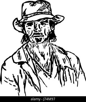 Farbe Abbildung Farbe Cowboy Zeichnen Cartoon Alte Menschen Menschen Menschen Stockfotografie Alamy
