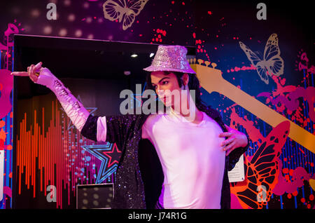 Singapur - September 15,2015: die Wachsfigur von Michael Jackson in Madame Tussauds Singapur. Stockfoto