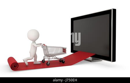 Einfache Möglichkeit, Online-shopping mit Whiteman wie ein Superstar auf roten Teppich, Clipping-Pfad enthalten Stockfoto